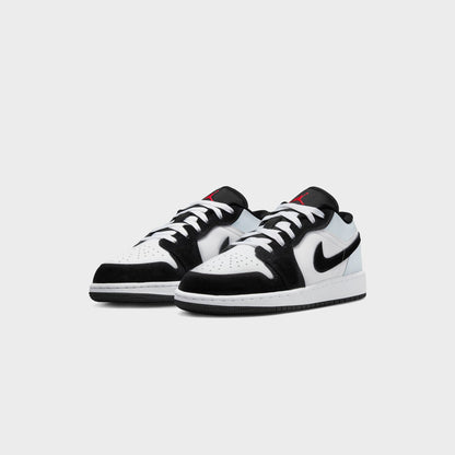 Air Jordan GS 1 Low Se Uni - White / Black / Matte Silver / Fire Red