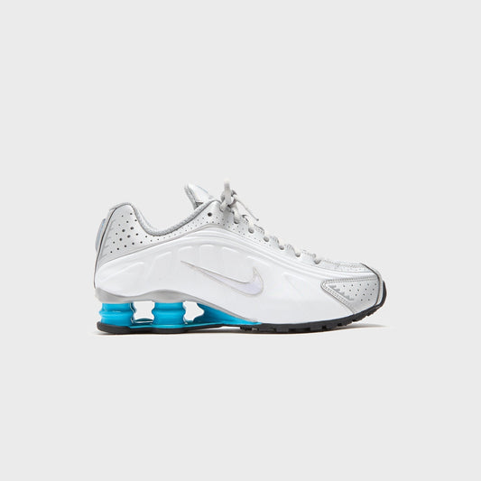 Nike Shox R4 - Metallic Silver / White / Blue Lagoon