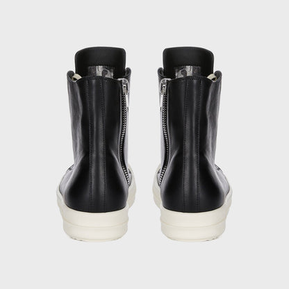 Rick Owens Leather Sneakers Scarpe in Pelle - Black / Milk / Milk