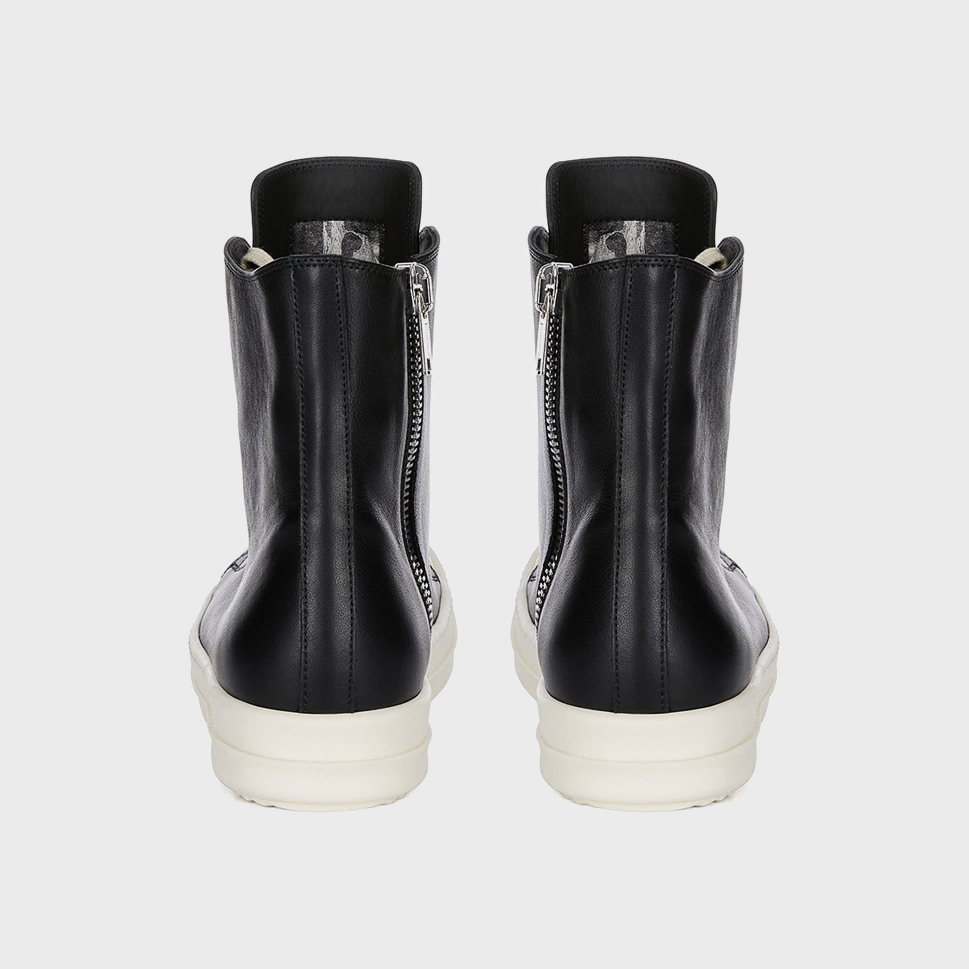 Rick Owens Leather Sneakers Scarpe in Pelle - Black / Milk / Milk