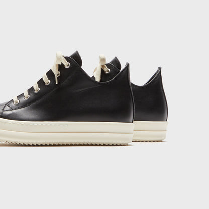 Rick Owens Scarpe In Pelle Low Sneaks - Black / Milk / Milk