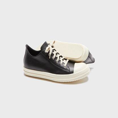 Rick Owens Scarpe In Pelle Low Sneaks - Black / Milk / Milk